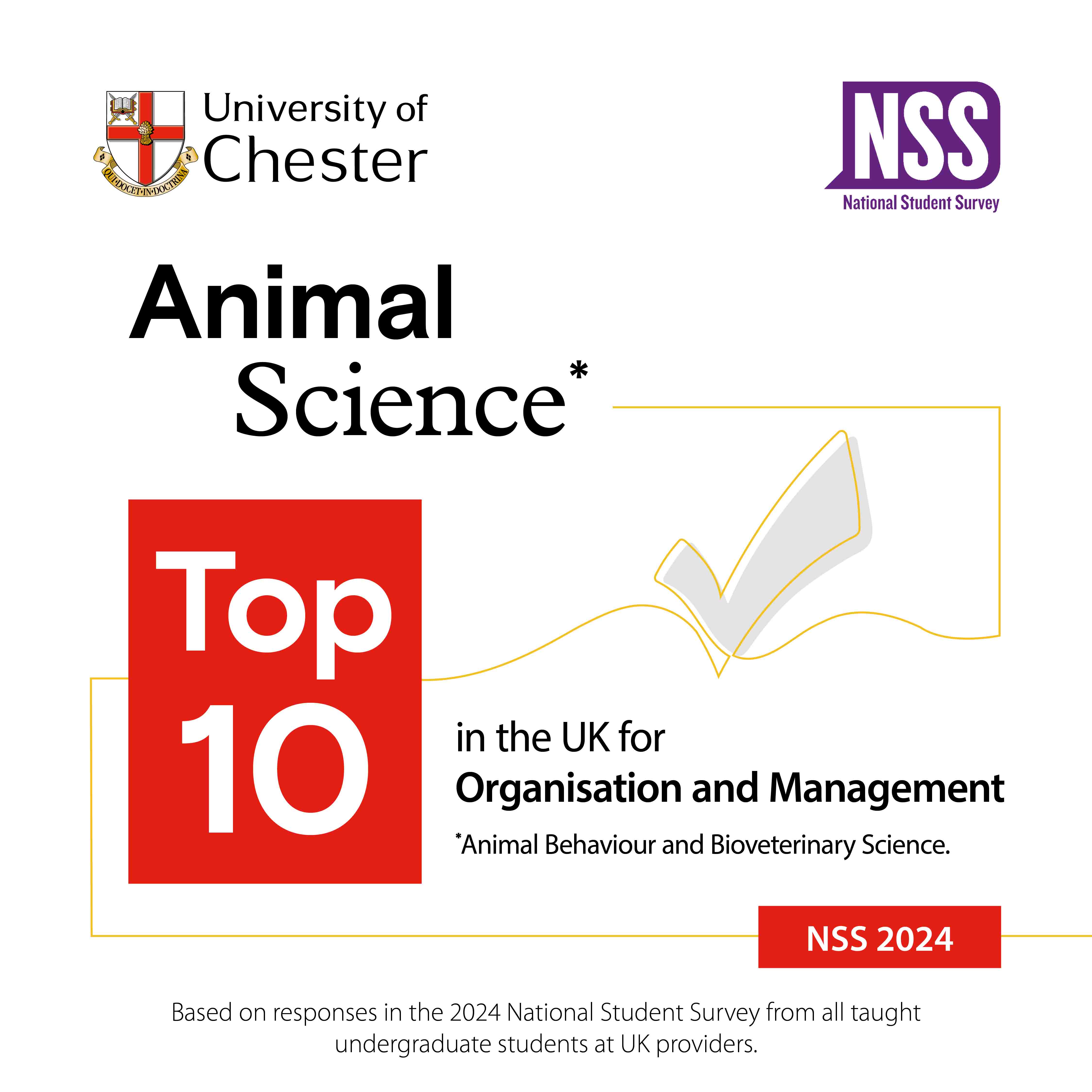 Animal Science Top 10 in UK for Organisation and Management
