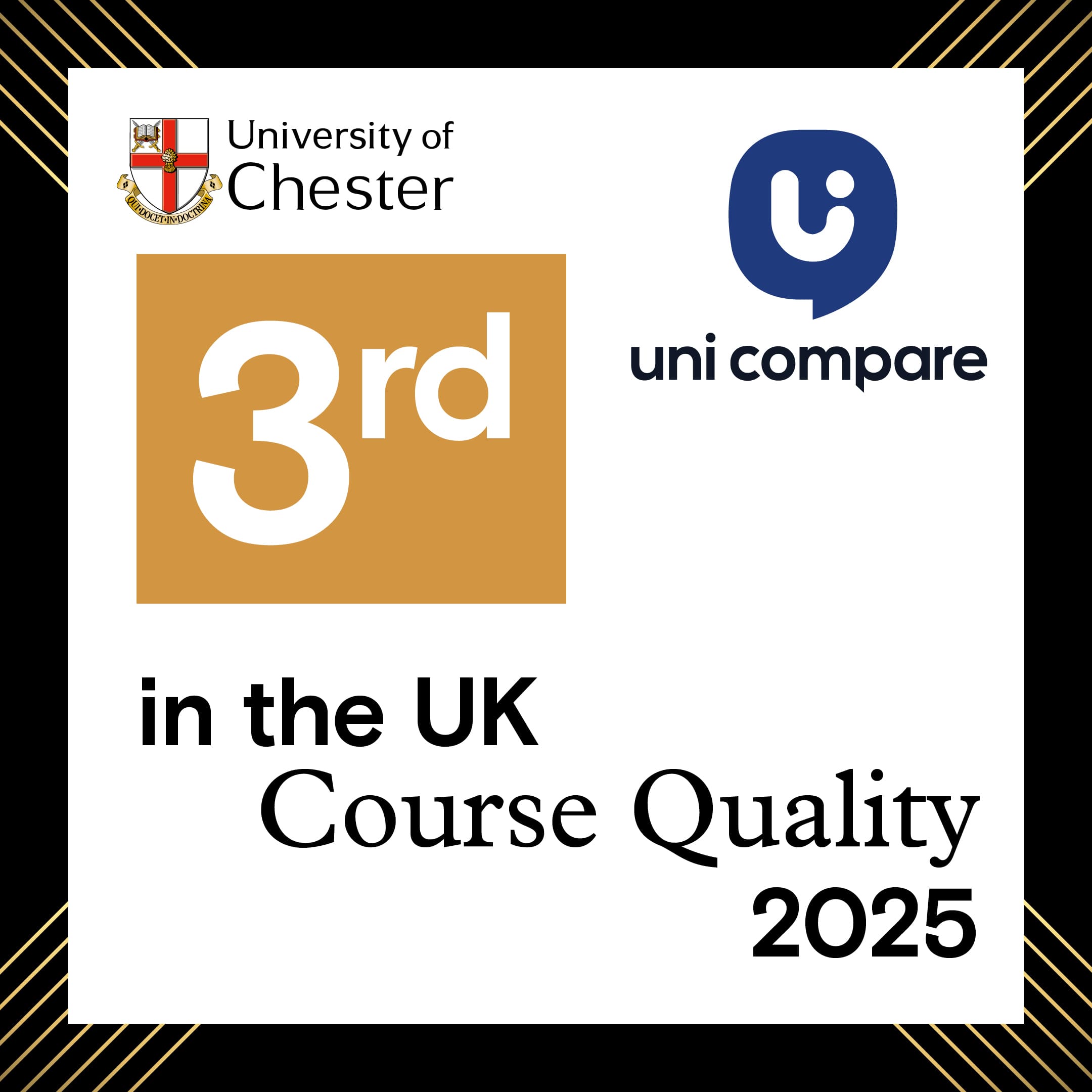 3rd in the UK for course quality 2024 unicompare