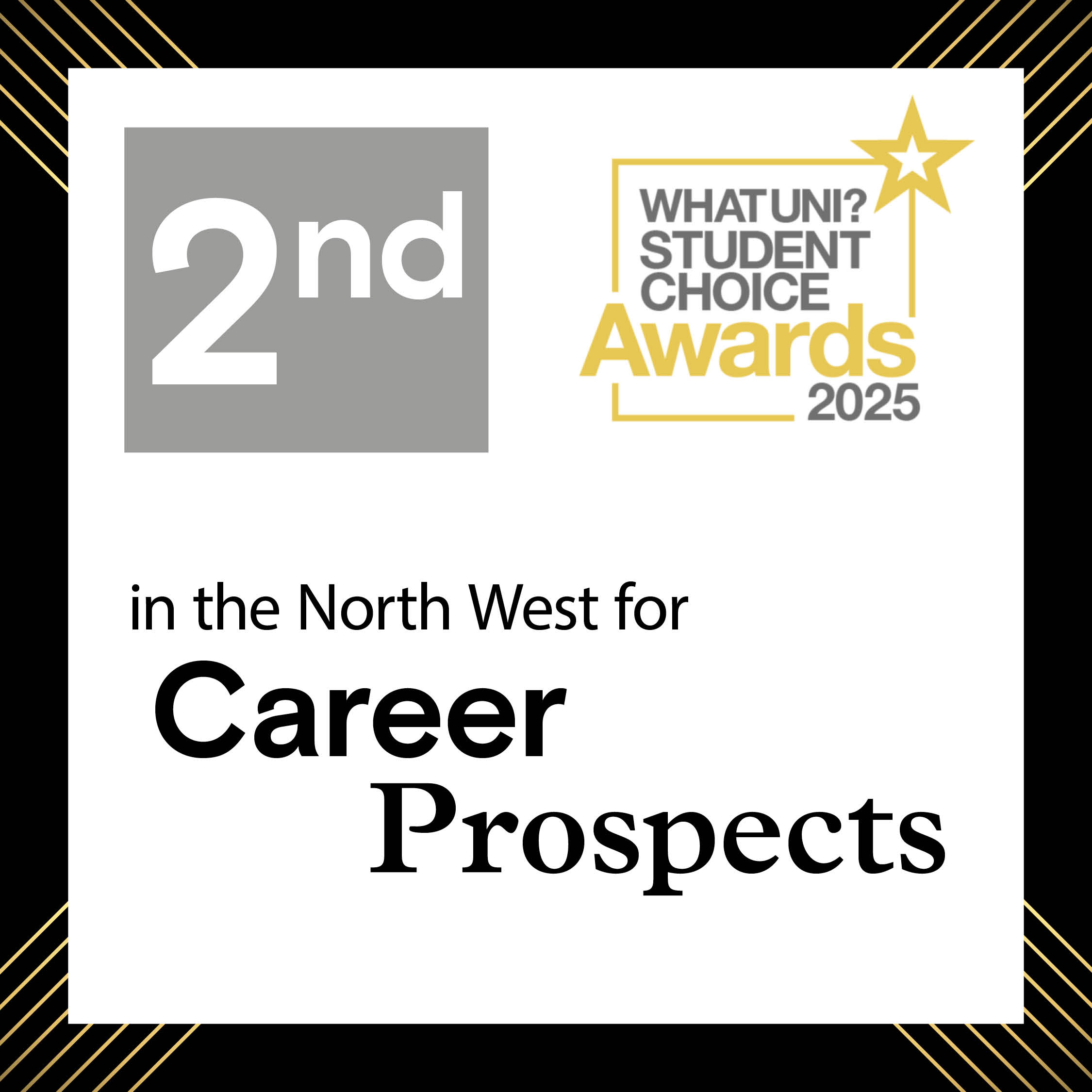 What Uni student choice: second in the north west for career prospects.