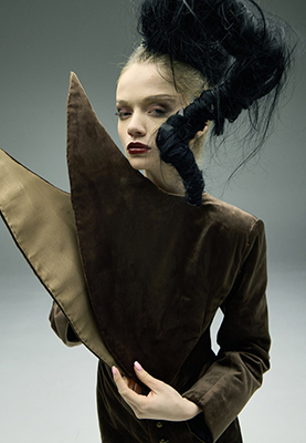 A graduate student fashion design outfit.