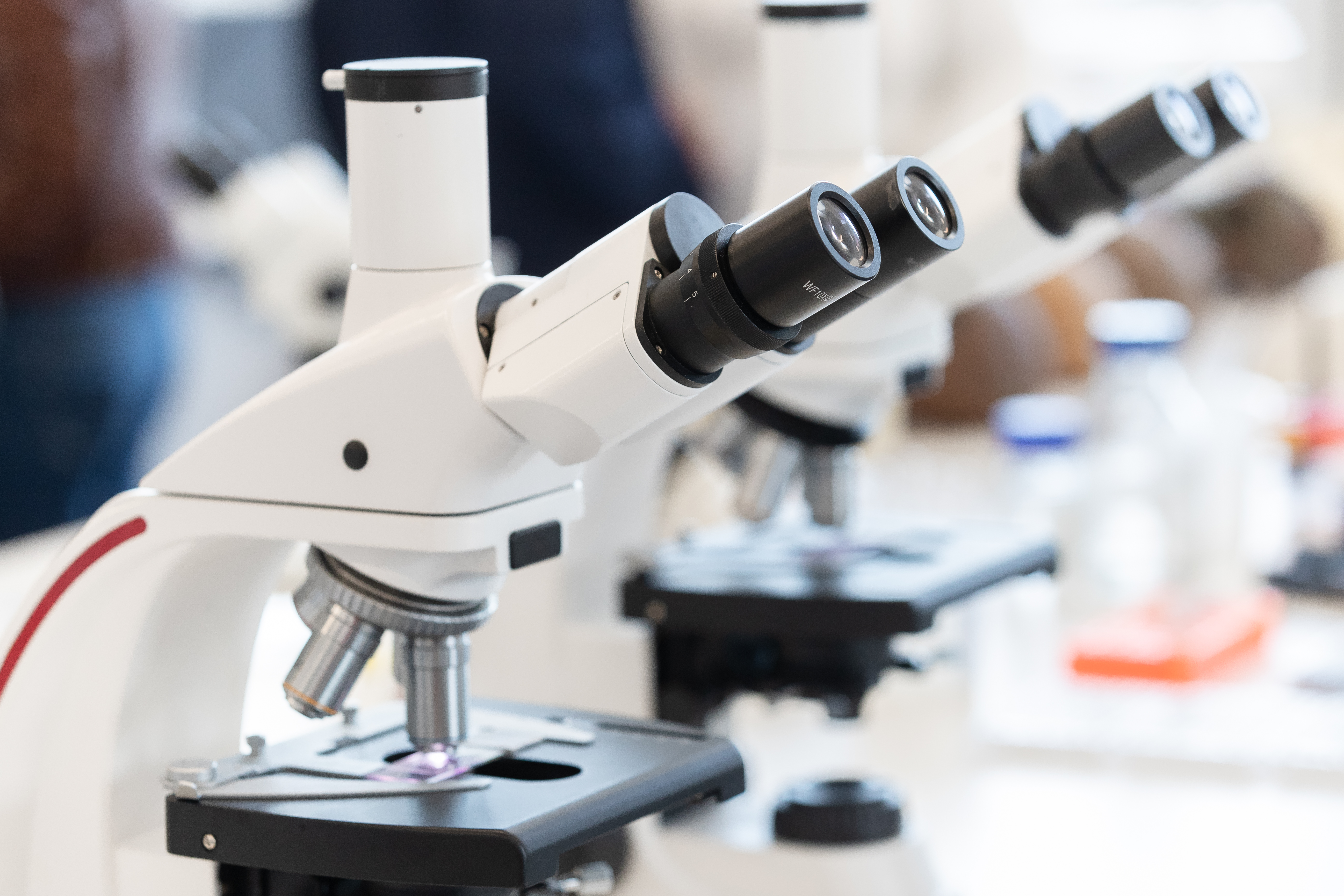 Microscopes in a laboratory