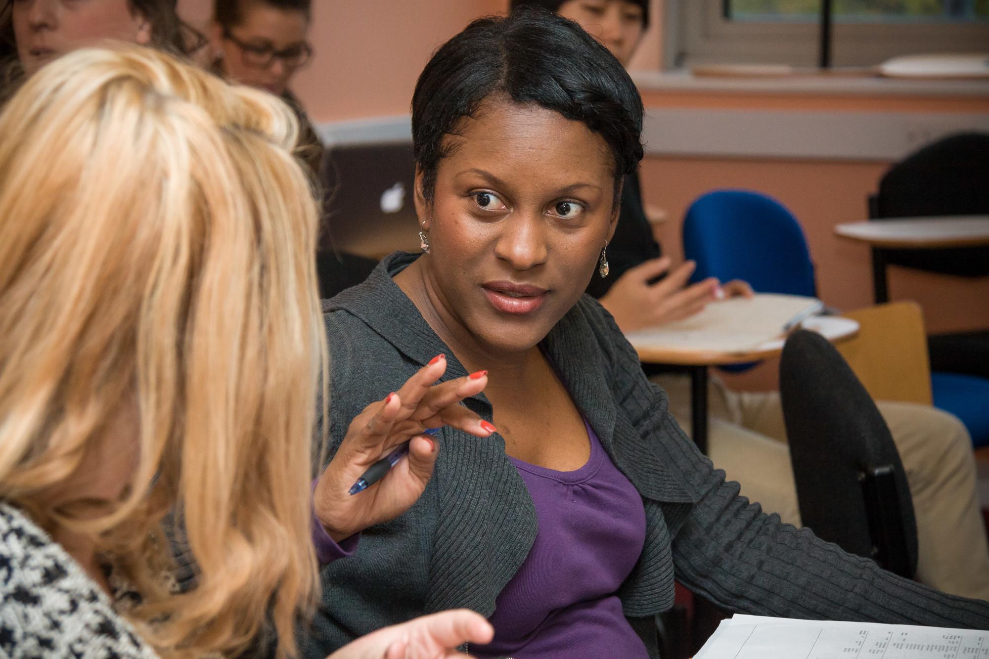 Management MSc students collaborating in a business seminar, developing leadership, strategic management, decision-making and organisational skills at the University of Chester.
