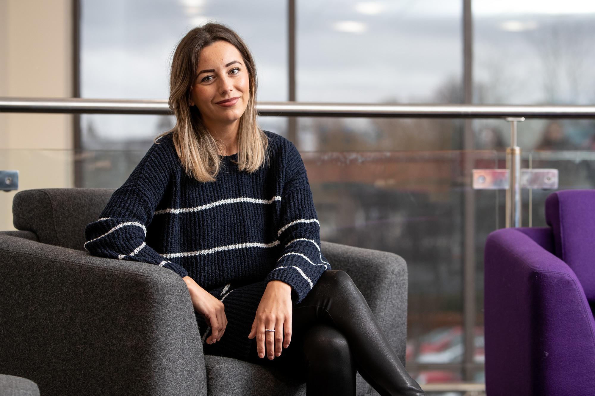 Postgraduate International Finance MSc student in a university business school environment, representing advanced study in global finance, investment analysis, financial management and international markets at the University of Chester.