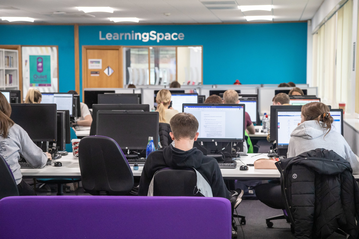 Computer study area in library