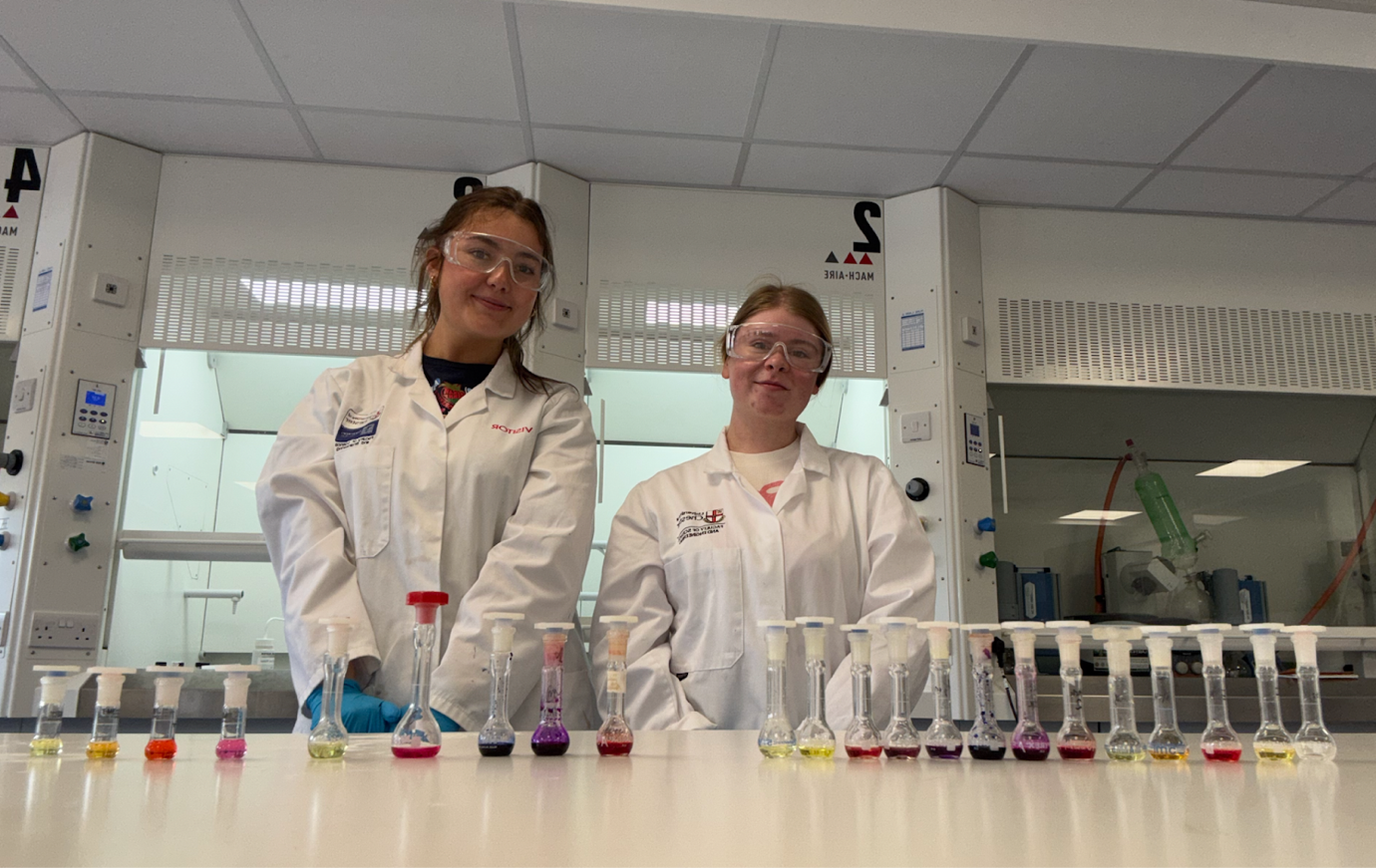 Chemistry students Madeleine Dasher and Selkie Huk during their work based placement