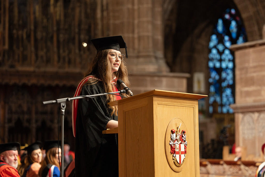 Katherine at her graduation ceremony at Chester Cathedral