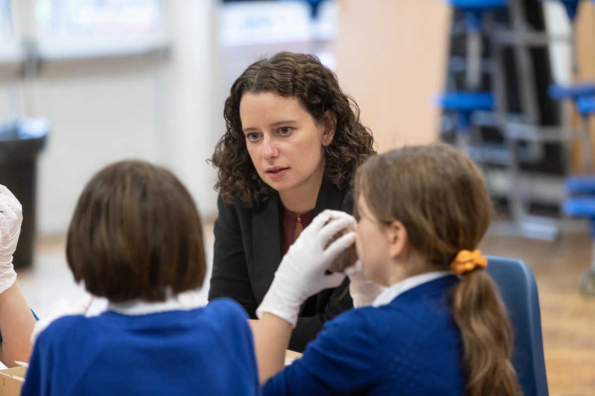 Teacher with primary school children