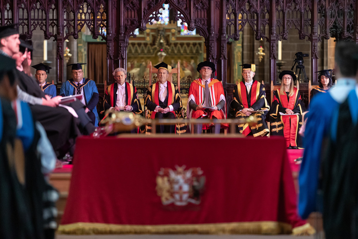 A graduation ceremony taking place