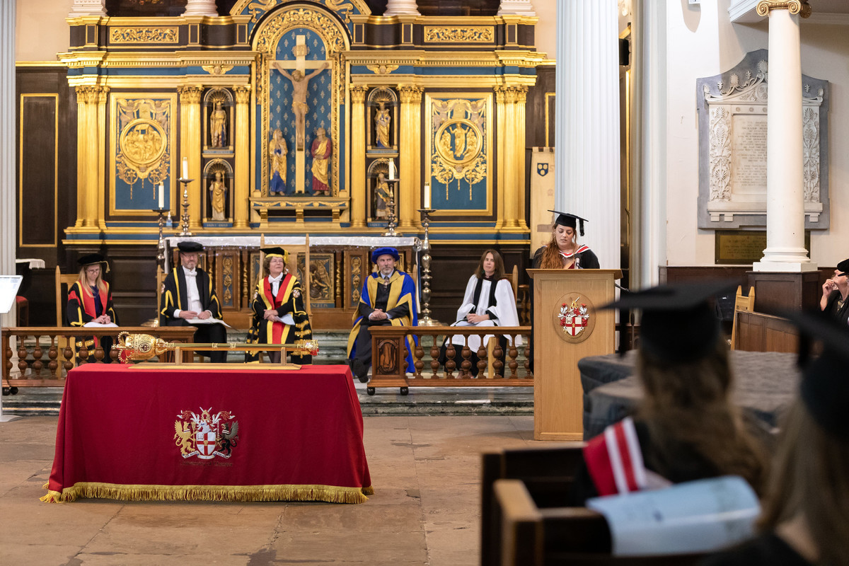 A graduation ceremony taking place
