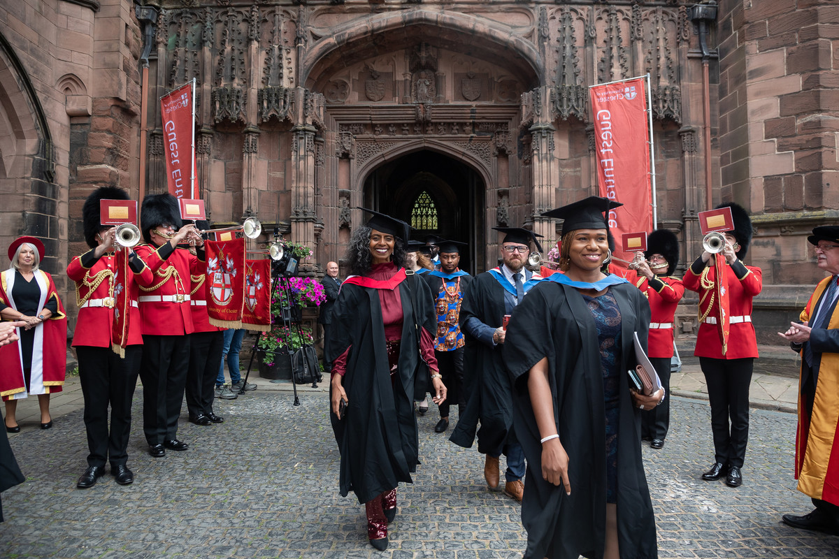 Graduates walking out of Chester Catherdral