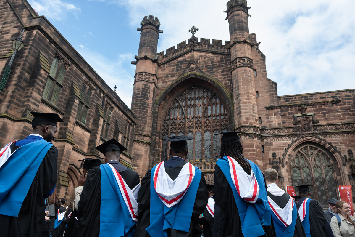Graduates outside Chesster Cathedral