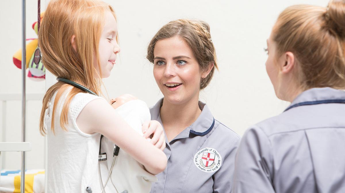 Children’s Nursing degree students at the University of Chester learning through real-world experience.