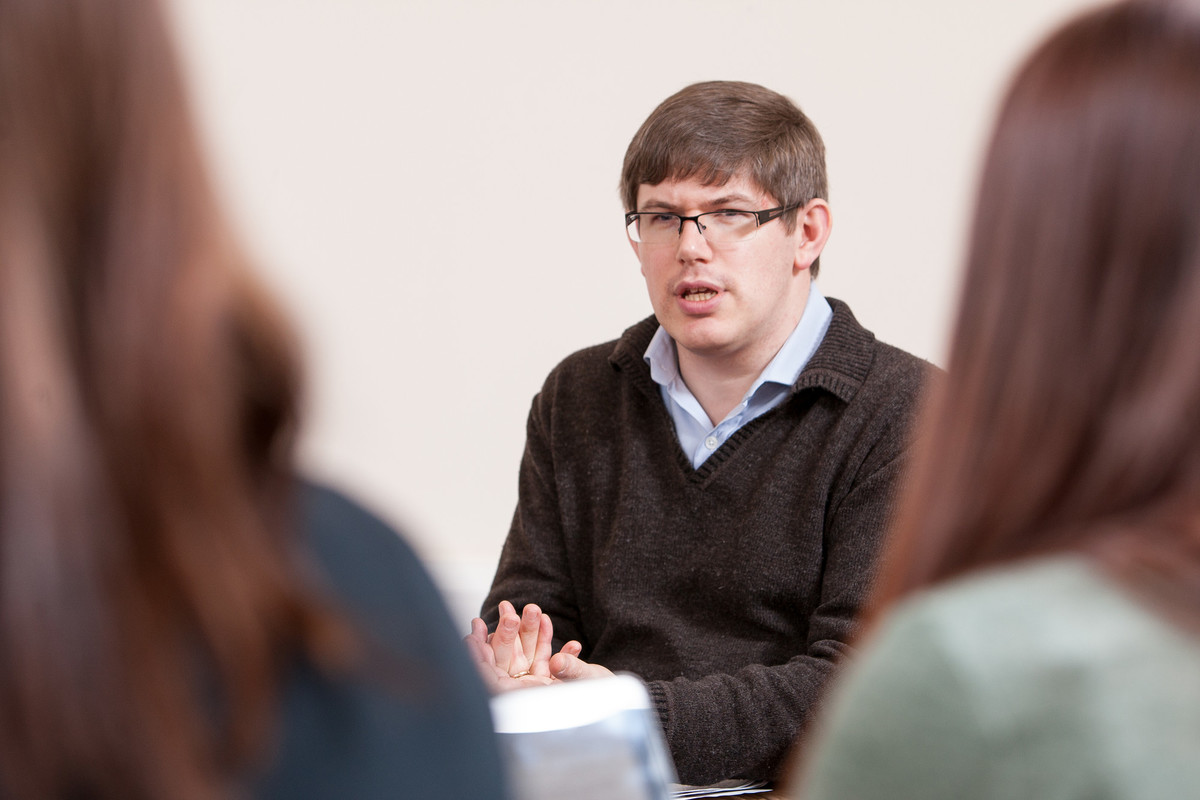 man talking to class