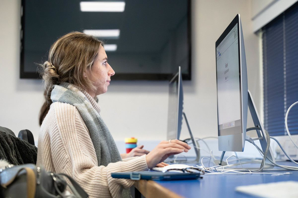 A student using a computer