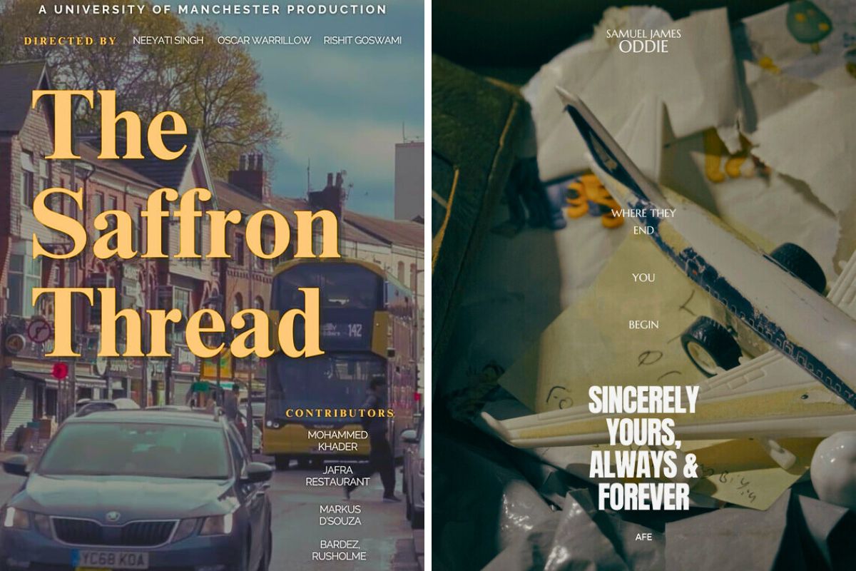 Two posters for films titled The Saffron Thread and Sincerely Yours, Always & Forever.