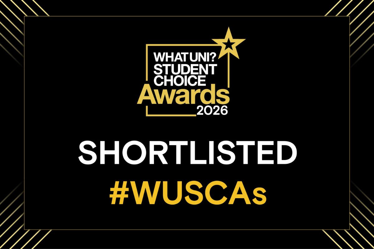 A logo of the WhatUni Student Choice Awards 2026, with the text 'shortlisted #WUSCAs'