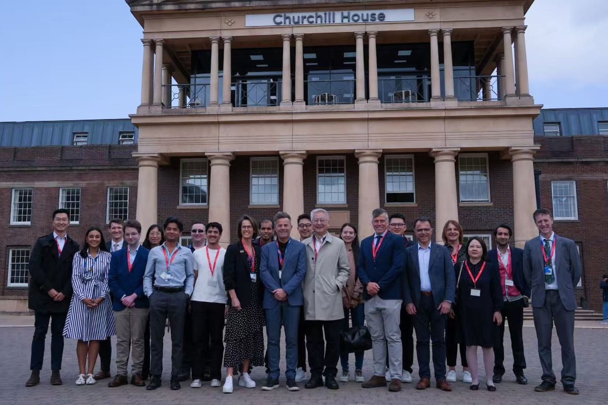 Attendees in front of Churchill House at the University of Chester.