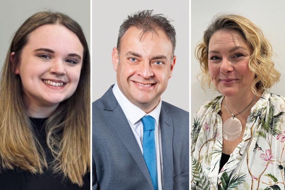 From left to right: University of Chester Law student Megan Arnold; Daniel Denton of Hodge Jones & Allen Solicitors, and Associate Professor Andrea Todd from the University of Chester.