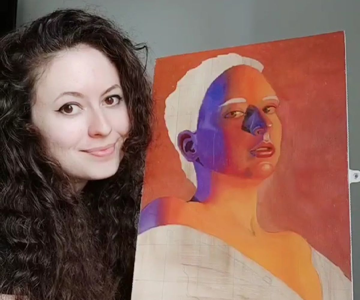 Maria Natalie with her work.