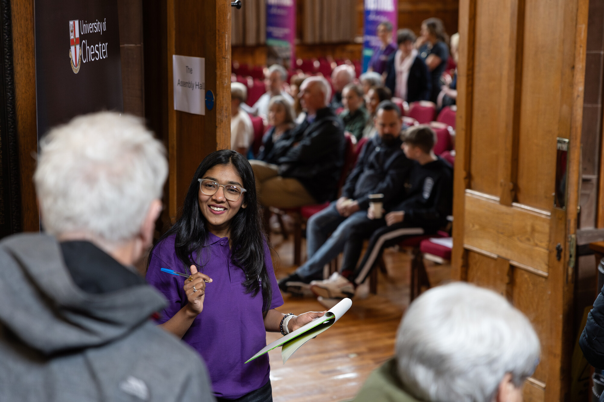 Welcoming people to an event at the free, University-run Chester Festival of Ideas.