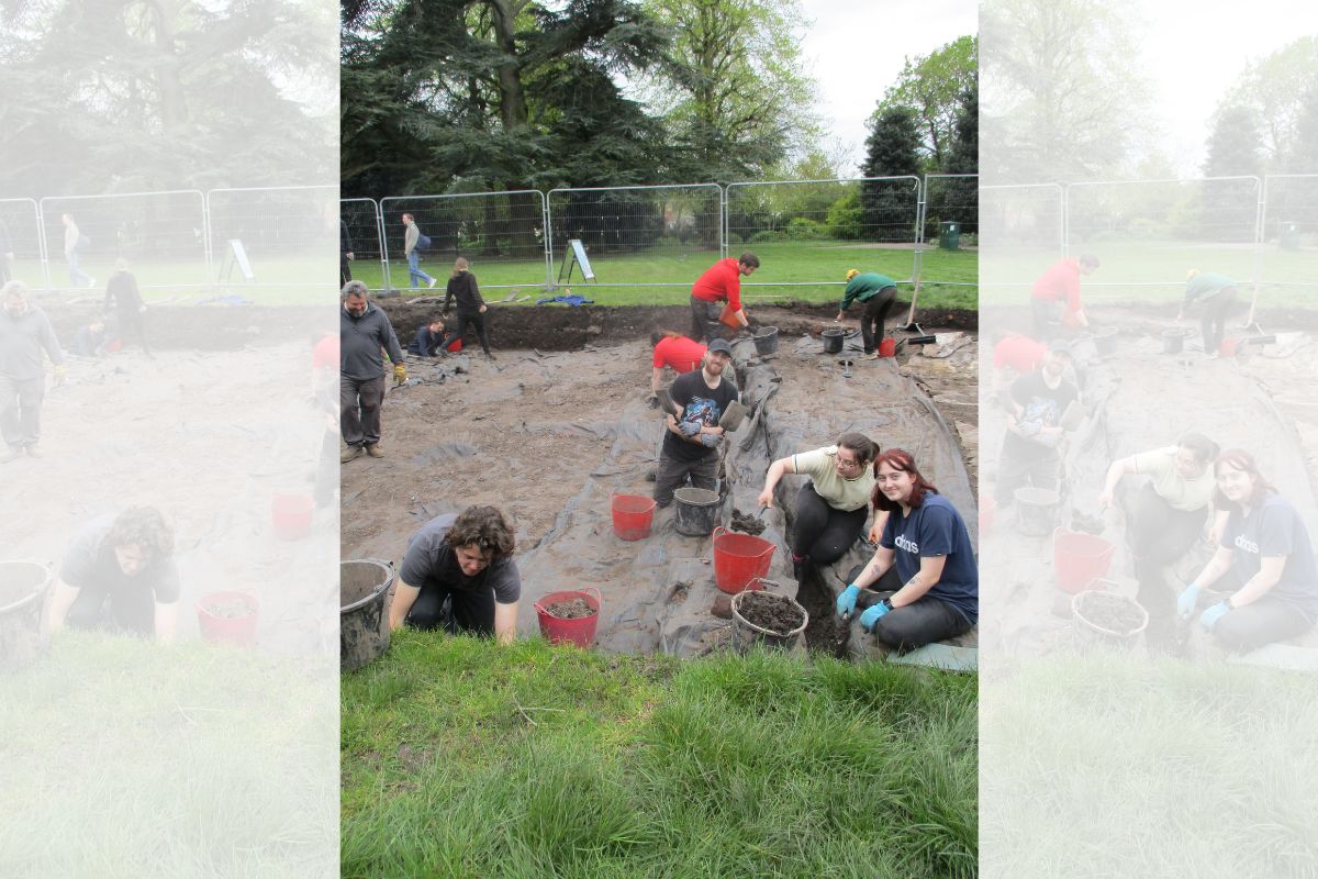 Archaeology students at the 2024 Grosvenor Park dig.