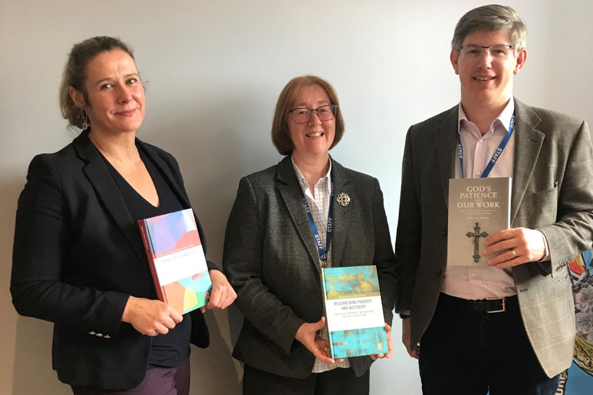From left to right: Dr Dawn Llewellyn, Associate Professor in Religion and Gender; Morven McEachern, Professor of Sustainability and Marketing Ethics, and Dr Ben Fulford, Deputy Head, Humanities, Cultures and Environment at the University of Chester.