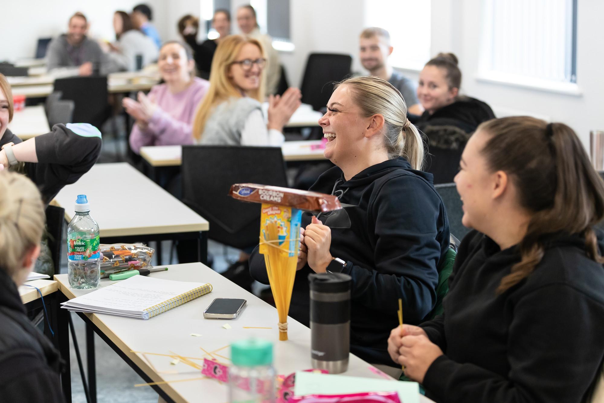 Social Work Degree Apprenticeship BA (Hons) students taking part in a collaborative classroom activity at the University of Chester, developing professional skills for careers in social work and social care.