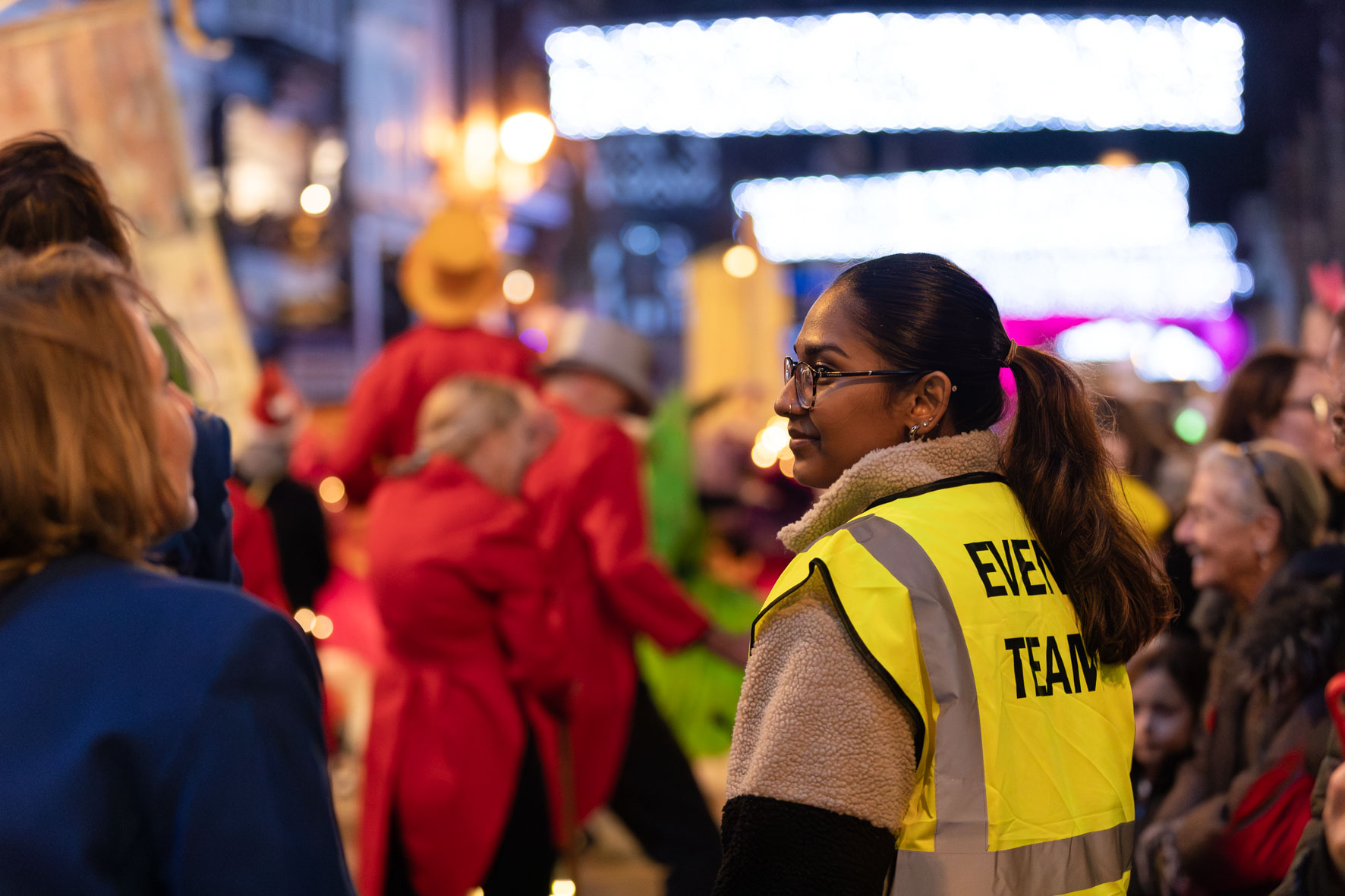 student working at a festival