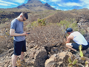 Jaden and Daniel observing wildlife in Tenerife